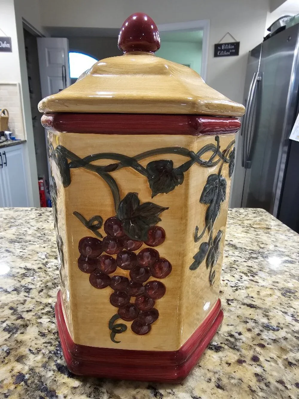 Hand Painted By Nonni Fruit Ceramic Cookie Jar Vintage